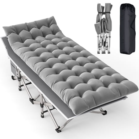 Fenbeli Folding Camping Cots for Adults Heavy Duty Folding Bed with Carry Bag for Traveling Camp Office Use 75 x 28 Gold