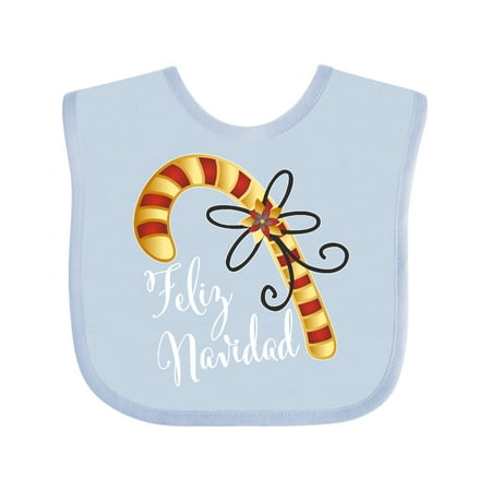 

Inktastic Feliz Navidad Red and Gold Candy Cane Gift Baby Boy or Baby Girl Bib