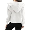 thumbnail image 4 of Langwyqu Spring Fall Women Long Sleeve Casual Hooded Coat Zipper Crop Tops Sweatshirt, 4 of 5