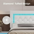 thumbnail image 4 of 4 EVER WINNER Full Size LED Bed Frame with Headboard，Upholstered Platform Bed Frame with LED Lights，Diamond Tufted Headboard and Footboard，White, 4 of 7