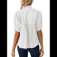 thumbnail image 4 of Blusa con Cuello en V y Mangas Abullonadas para Mujer, Estilo Babydoll, Peplum, Elegante, Informal, Plisada, Holgada. L, 4 of 6