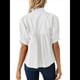thumbnail image 4 of Blusa con Cuello en V y Mangas Abullonadas para Mujer, Estilo Babydoll, Peplum, Elegante, Informal, Plisada, Holgada. L, 4 of 6