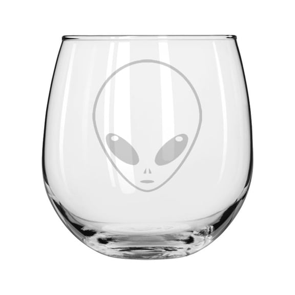 Wine Glass for Red or White Wine Gift Alien Head (16 oz Stemless)