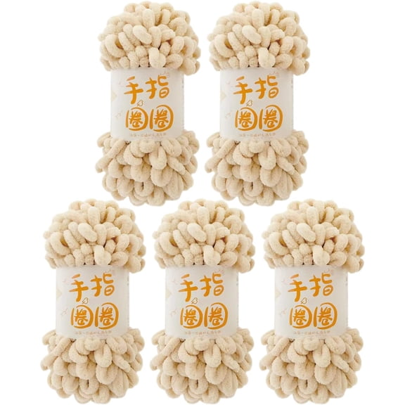 5 Skeins Finger Knitting Yarn 100% Polyester Off The Hook Soft Baby Blanket Fun Finger Loop It Yarn Total 500g