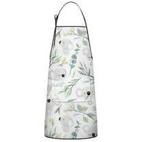 Pioneer Flower Floral Print Pattern Apron-Garden Aprons for Women with Pockets-Cotton Linen Waterproof Kitchen Cooking Gardening Aprons Adjustable for Kitchen,Cooking,BBQ and Salon 33x27 Inch