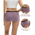 thumbnail image 4 of INNERSY Cotton Period Boyshort for Women Leakproof Underwear Mid Rise Menstrual Boxers 3-Pack(L,Purple Brown), 4 of 9