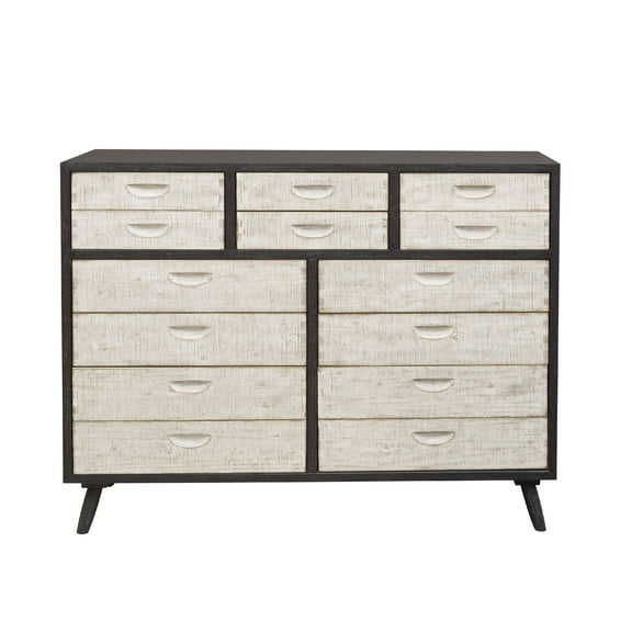 Home Meridian Rustic 10 Drawer Dresser in Weathered Black and White