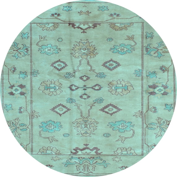 Ahgly Company Indoor Round Persian Light Blue Traditional Area Rugs, 6' Round