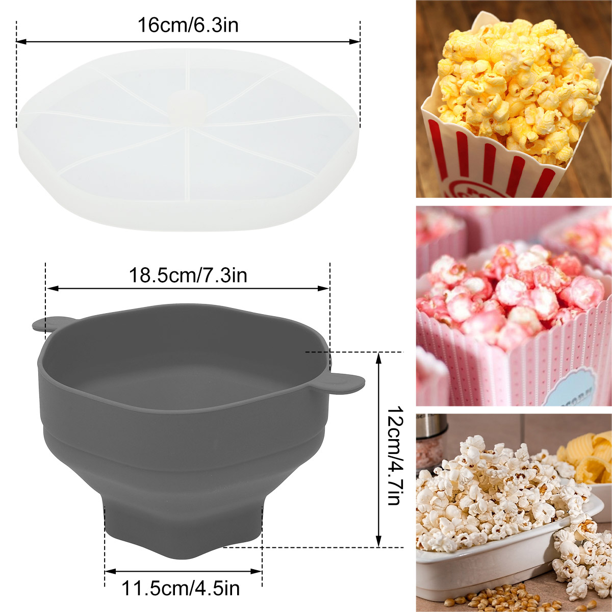 The Silicone Kitchen Silicone Microwave Popcorn Maker - Collapsible Bowl, Non-Toxic, Dishwasher Safe (Dark Blue)