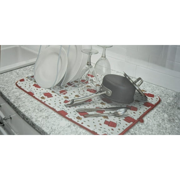 Peanuts Drying Mat 2 Pack Thanksgiving Fall Autumn Snoopy Turkey in Dog Bowl