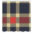 thumbnail image 2 of Checkered Shower Curtain, Vintage Plaid Scottish Tartan Pattern with Retro Display Checks Lines, Fabric Bathroom Set with Hooks, 69W X 84L Inches Extra Long, Dark Blue Coral Cream, by Ambesonne, 2 of 2