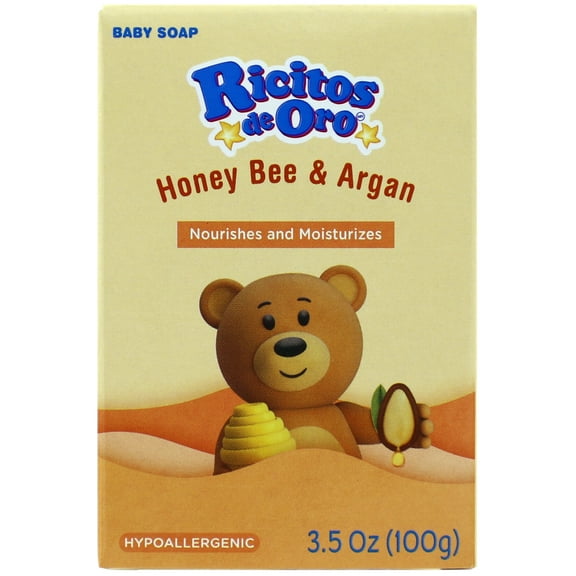 Ricitos de Oro Honey Bee Bar Soap, Hypoallergenic, Moisturizes Baby's Skin, All Skin Types, 3.5 oz