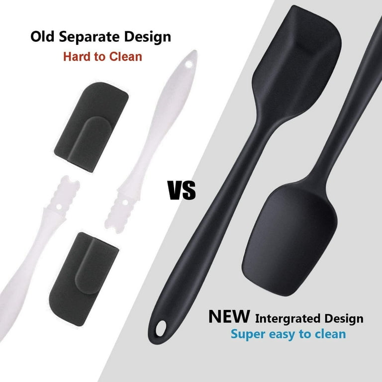 High Heat Resistant Silicone Scraper Spoon Commercial Spatula for Cooking,  Rubber Spatula Set of 2 (2 x 9.5'' Spoon Shape)