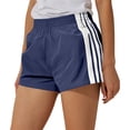 thumbnail image 2 of FASHOFT Womens Athletic Shorts High Waisted Lightweight Activewear Striped Workout Gym Running Shorts with Pockets Dark Blue S, 2 of 4