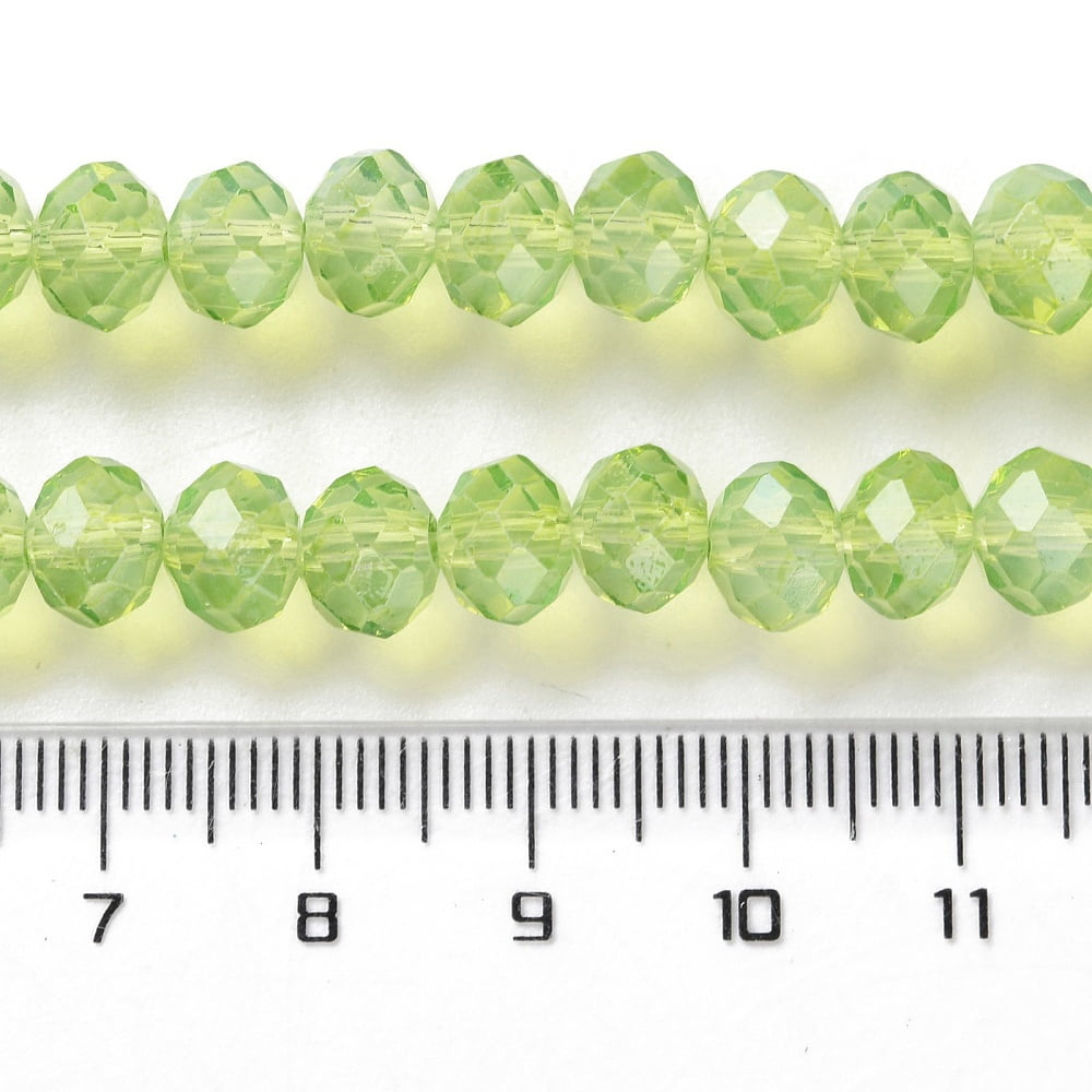 Baking Painted Transparent Glass Beads Strands Imitation Opalite Faceted Round Yellow Green 8x6mm Hole: 1.6mm 60~62pcs/strand 39~40cm