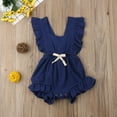 thumbnail image 7 of Seyurigaoka Baby Girls Summer Ruffles Romper Fly Sleeve Lacing Up Bow Cotton Jumpsuits, 7 of 7