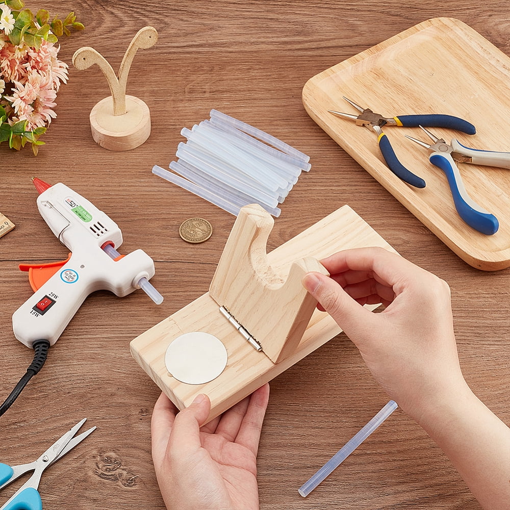 Glue Tool Sets Including Hot Melt Resin Glue Sticks and Wooden Hot Glue Holder Mixed Color Glue Stick: 9.8x0.8cm 50pcs