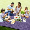 thumbnail image 4 of Purple Plaid Picnic Blanket Waterproof Beach Blankets Sandproof Large Mat with Storage Bag Camping Grass Travel Hiking Park 78"x78", 4 of 6