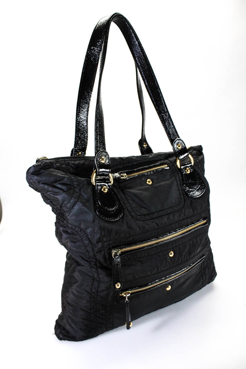 Prada Tessuto Nylon Saffiano Leather Black Top Zip Tote Bag 1BG253 