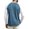 thumbnail image 4 of Domuza Mens Long Sleeve T-Shirt Crew Neck Moisture Wicking Basic Tee Color Block Raglan Tshirts for Daily Wear Light Blue L, 4 of 4