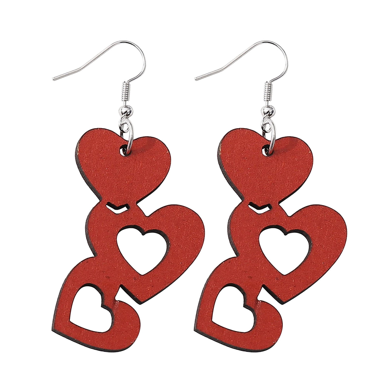 Heiheiup Valentine's Day Red Love Drop Earrings Double Sided