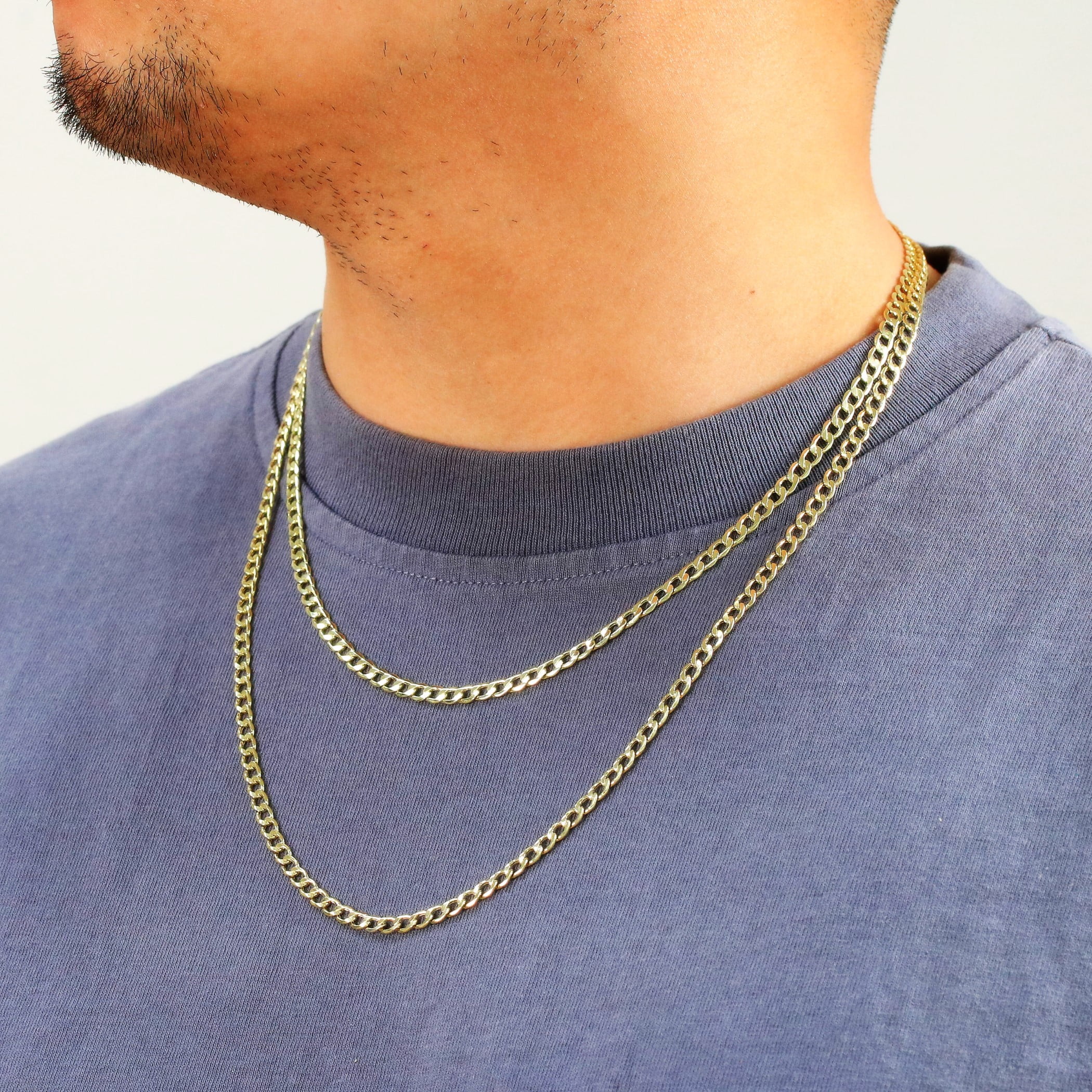 Nuragold 14k Real Yellow Gold Cuban Curb Link 4.5mm Chain Necklace (16"-30") Italian Jewelry for Men & Women