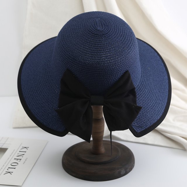 Sombrero de paja para niños, protector solar de verano, plegable, de ala grande, sombrero de pescador con borde abierto, cola de caballo, temperamento de moda, versión coreana