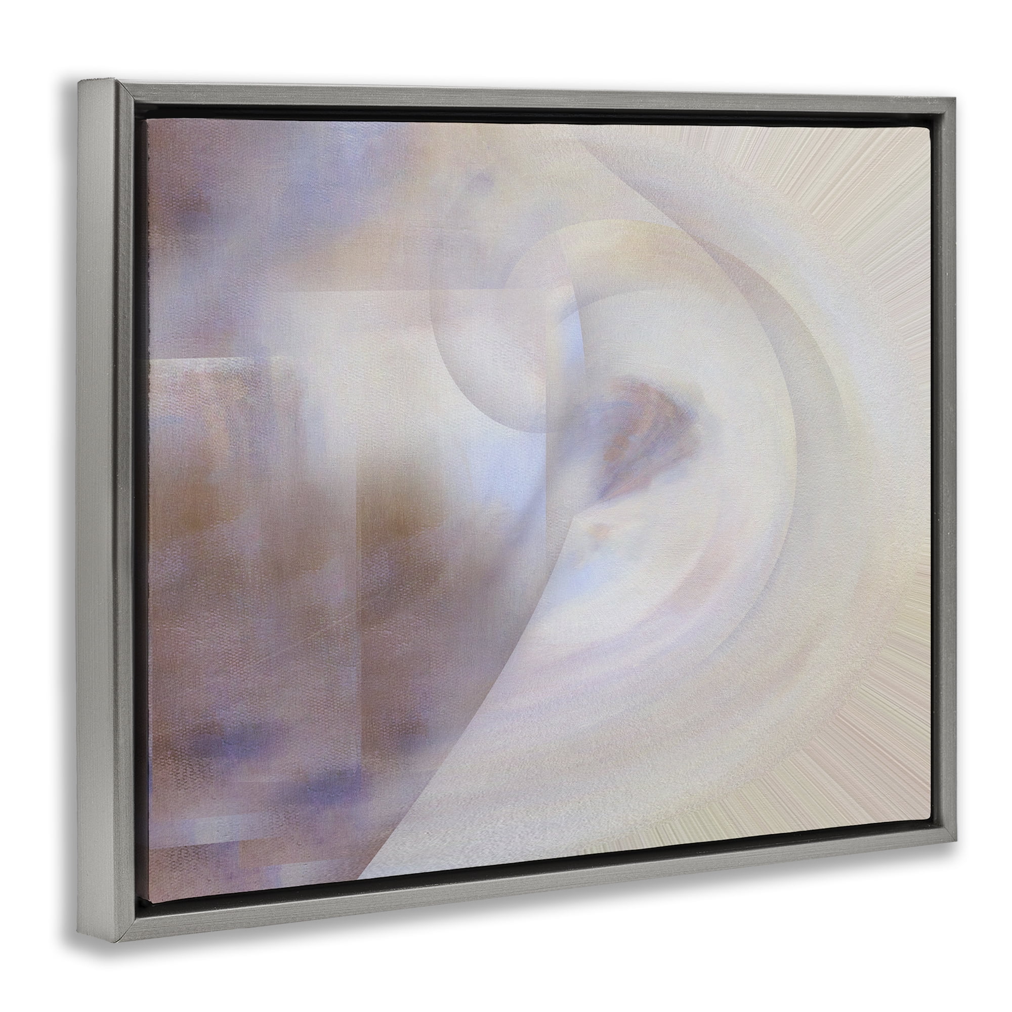 Stupell Industries Faded Beige Abstraction Abstract Painting Gray Floater Framed Canvas Art Print Wall Art, 31 x 25