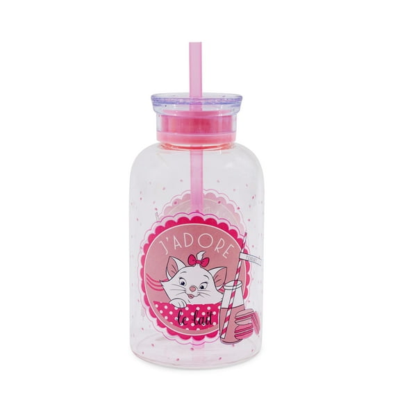 Disney The Aristocats Marie "J'adore Le Lait" Glass Milk Bottle With Straw
