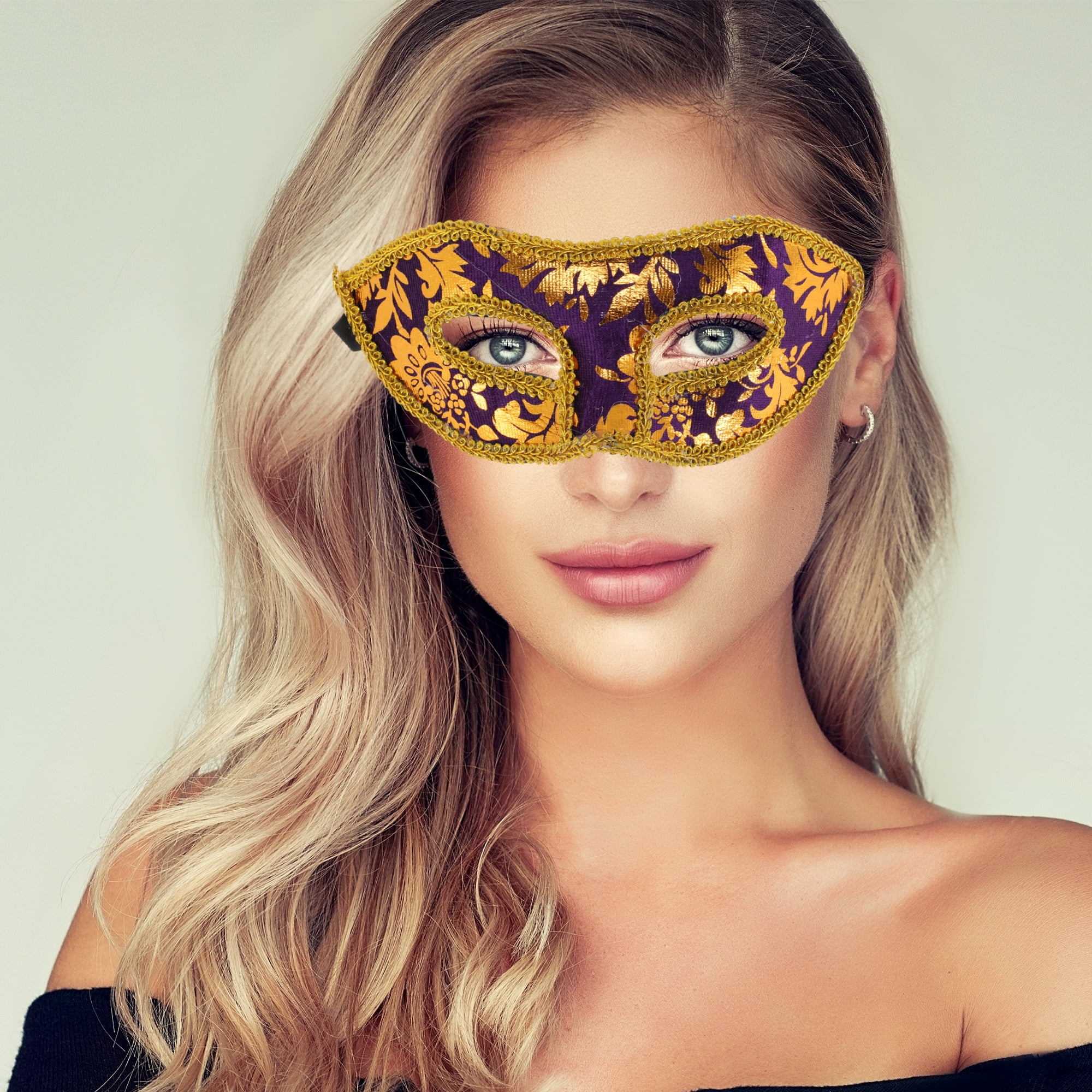 Unique Bargains 1 Box Jazz Cloth-Wrapped Flat Head Half Face Party Mask Purple