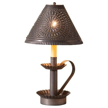 Plantation Candlestick Lamp with Chisel Shade in Kettle Black