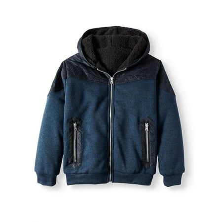 Sherpa Jacket with Nylon Yoke (Little Boys & Big Boys)