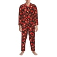 thumbnail image 3 of Naloa Tomato Men’s Pajamas Set - Long Sleeve Button Down Sleep Shirt and Pajama Bottoms Sleepwear Set-Medium, 3 of 7