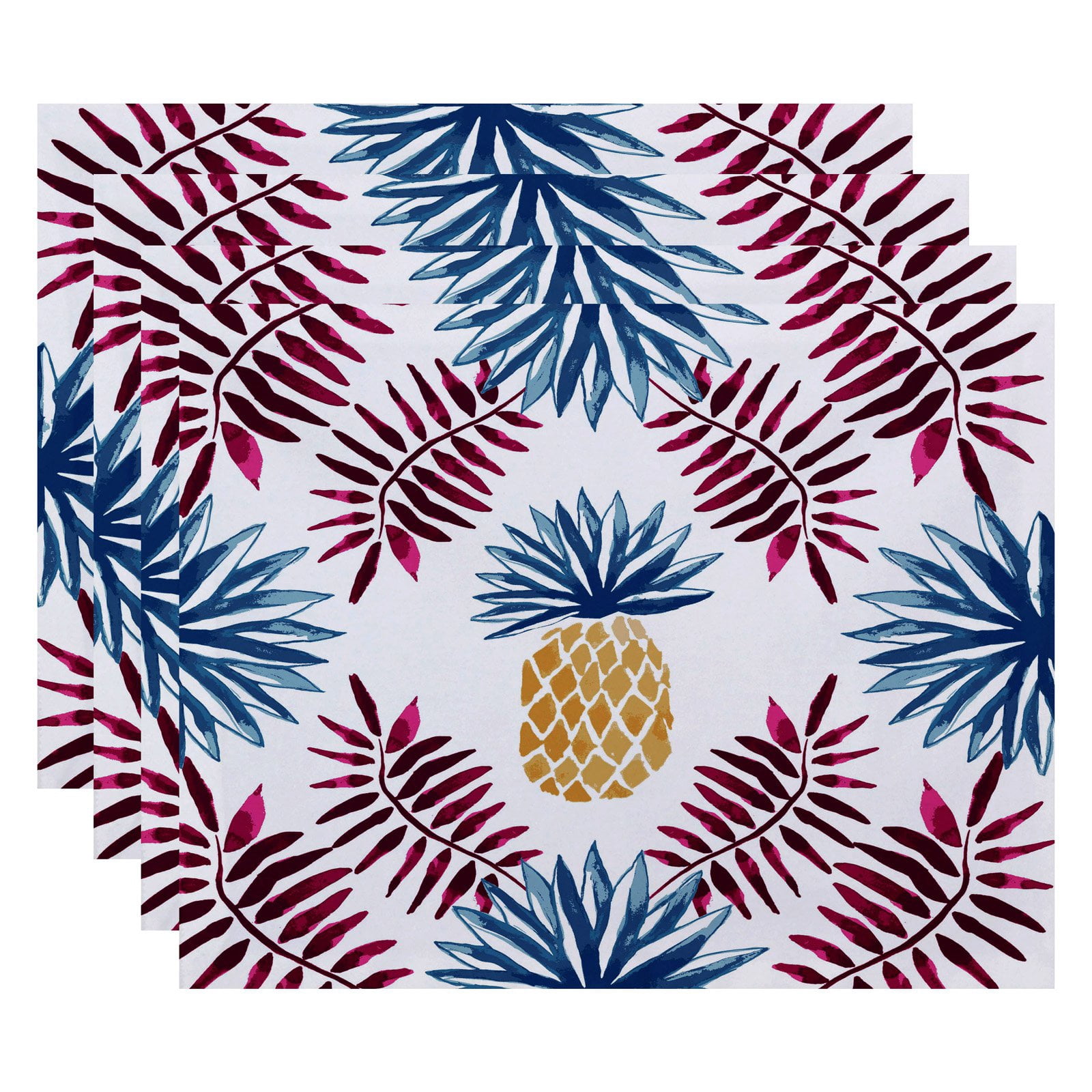 Simply Daisy 18" x 14" Pineapple and Spike Geometric Print Placemat (Set of 4)