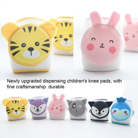 

harmtty 2Pcs Baby Knee Pads Lovely Shape Anti-slip Thin Kids Safety Crawling Elbow Cushion for Summer Yellow