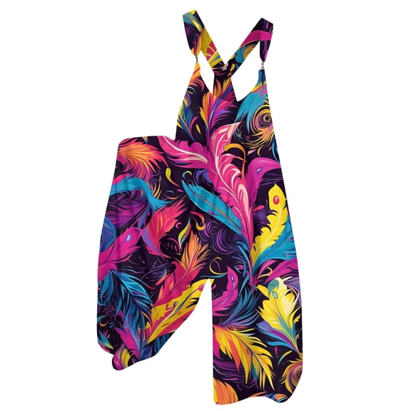 Fgvctg Mardi Gras Women's Overalls Wide Leg Pant Carnival Party Spaghetti Straps Festival Mask Graphic Jumpsuit Sleeveless Bib Overalls Sprimg Rompers Clothing With Pockets Hot Pink XXL