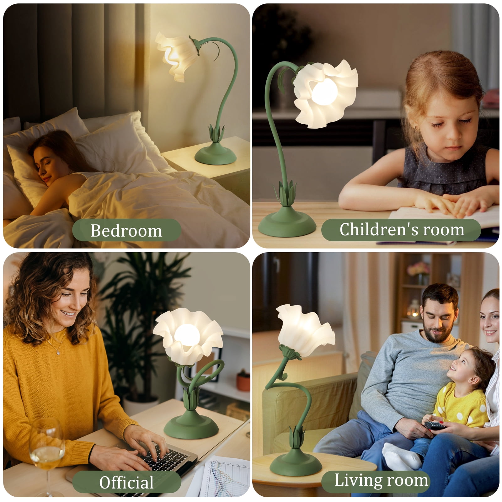 Keyinest Flower Table Lamp with RGB Rechargeable Bulb, Flexible Dimmable Color Changing Lamp with Remote Control for Bedroom, Living Room and Home Decor