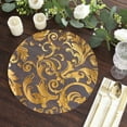 Efavormart 10 Pack Metallic Gold Sheer Organza Round Placemats with Swirl Foil Floral Design, 13 ...