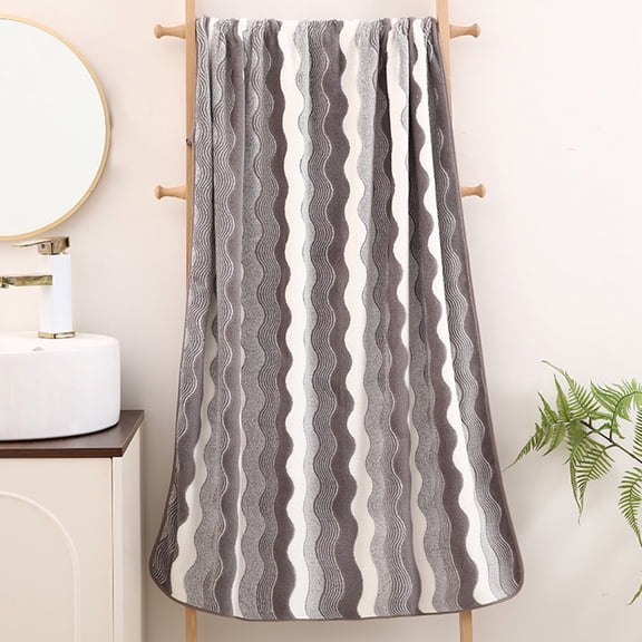 Quick Dry Microfiber Towel for Hair, Face & Bath - Super Absorbent, Fast Drying, Soft Striped Towel for Women & Men, Gray Lightweight