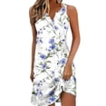 thumbnail image 3 of TaTaai Women Retro Print V-Neck Sleeveless Short Dress Loose Casual Fashion Dress Ladies Spring Summer Outdoor Wear Lightweight Breathable Non-See-Through Dress Gift, 3 of 8