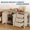 thumbnail image 4 of 46.5" Fluted Sideboard Buffet Cabinet, Accent Coffee Bar Cabinet with 3 Drawers, Wooden Media Console Table TV Stand, Floor Cupboard Cabinet, 4 of 7