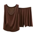 thumbnail image 3 of QATAINLAV Women's Sleepwear Casual Loose Sleeveless Tank Tops and Shorts 2 Piece Pajamas Sets Soft Comfy Loungewear, Coffee, M, 3 of 8