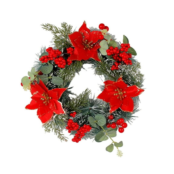 Christmas Wreath Indoor Outdoor Decoration With Christmas Flower Golden Ball Pine Cones Winter Holiday Decor Christmas Tree Christmas Decorations