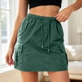 thumbnail image 3 of Tennis Skirts for Women Summer High Waist Utility Skirt For Everyday Use Casual Slim Fit A Line Midi with Pockets Dark Green XXL, 3 of 5