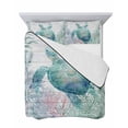 thumbnail image 7 of Quilts King Size Bedding Set, Teal Sea Turtle Lightweight Quilted Comforter, Summer Coastal Coral Ocean Grey Wooden Soft Reversible Bedspread Coverlet with Pillow Covers for All Season, 96" x 106", 7 of 7