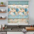 thumbnail image 4 of Teal Blue Brown Beach Coastal Sheer Curtains 84" Long, Nautical Shell Starfish Coral Summer Light Filering Curtains, Breathable Simi Curtain Privacy Drapes for Living Room Bedroom Window Treatment, 4 of 9