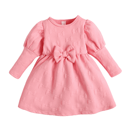 

Mikrdoo Toddler Baby Girls Dress Bubble Sleeve 2 Years Baby Girls Bow 3 Years Baby Girls Dress One Piece Sun Dress Pink