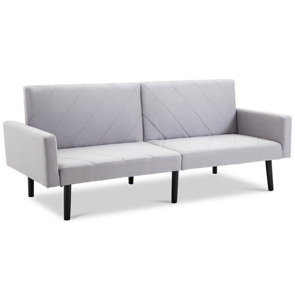 Costway Multifonctionnelle 3-en-1 Futon Canapé Convertible Fauteuil Inclinable Couchette Gris