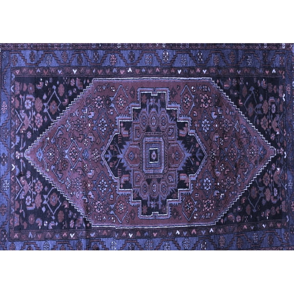 Ahgly Company Indoor Rectangle Persian Blue Traditional Area Rugs, 5' x 7'