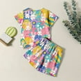 thumbnail image 3 of Little Girls Easter Sets Crew Neck Cute Print Short Sleeve Summer Outfits Set Loose T Shirt Top and Shorts Pants Set,Orange,2-3 Years, 3 of 6